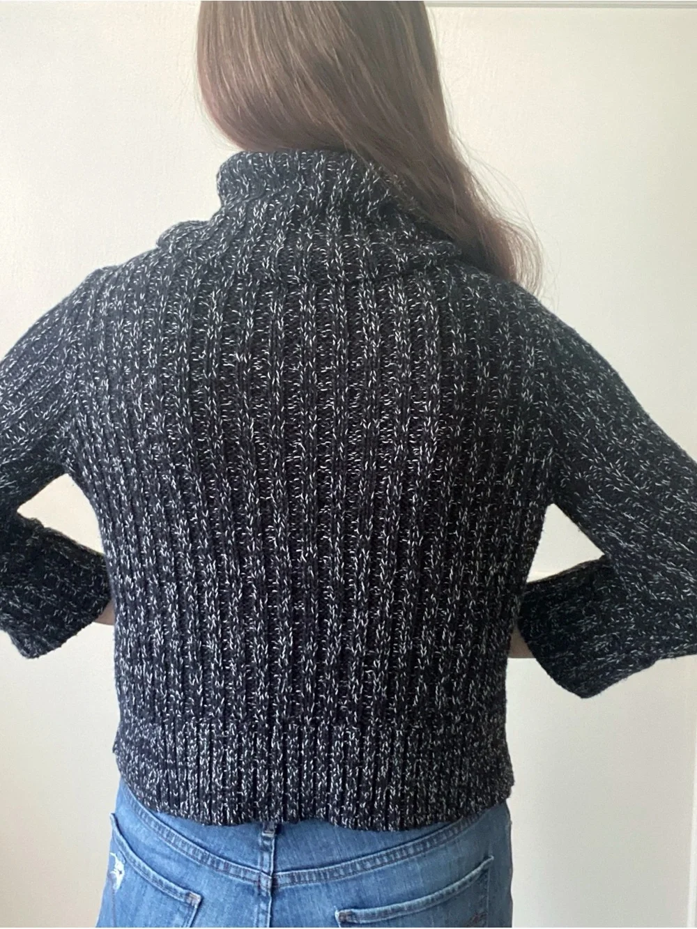 Free People Black Marled Turtleneck Sweater